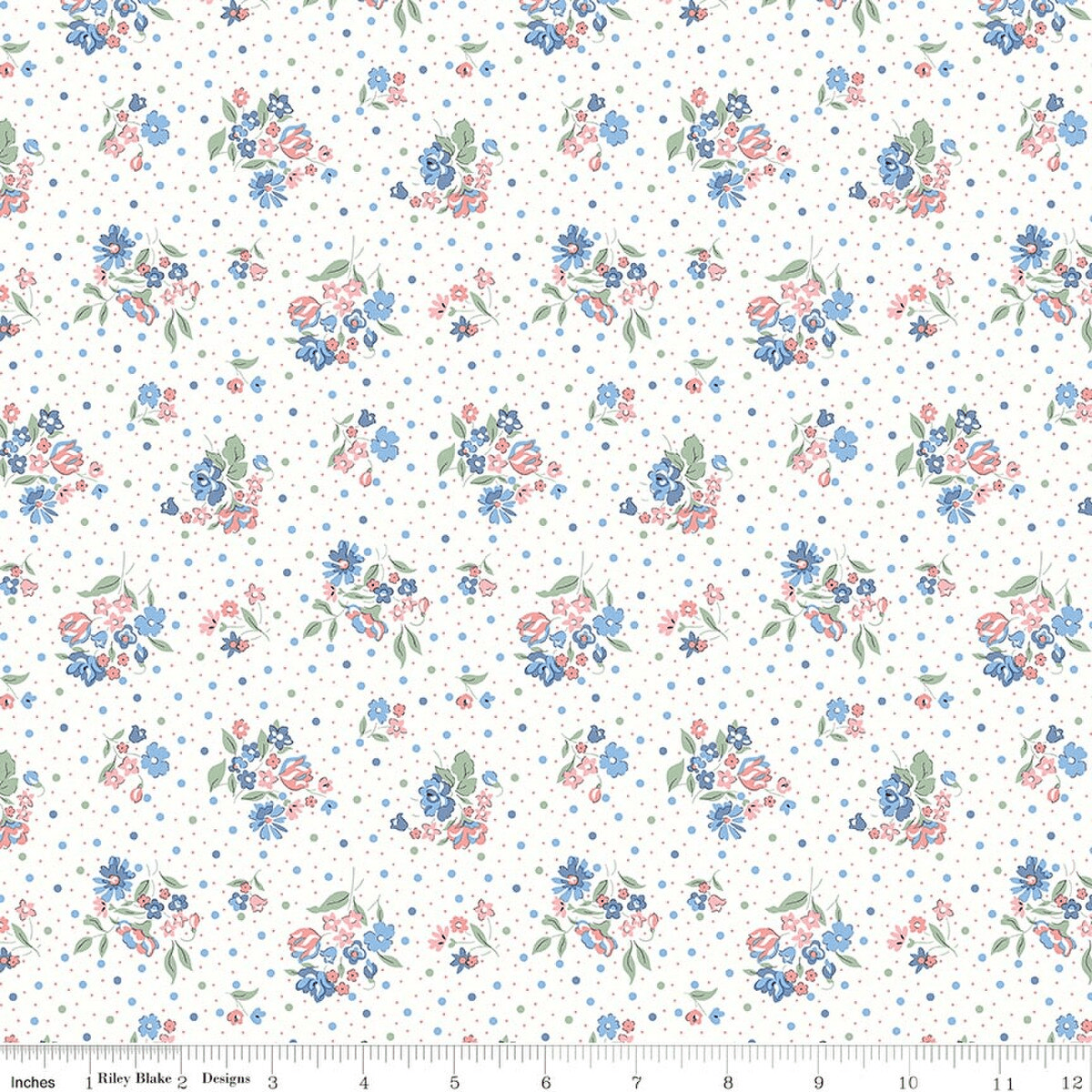 Romantic Florals Molly Rose B White - 01667532B - Riley Blake Designs - Nebraska Quilt Company - F261541