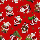 Santa's List Tossed Santas Red - ELS4130 - RED - Elizabeth's Studio - Nebraska Quilt Company - F2502013