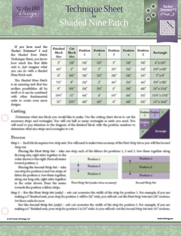 Shaded Nine Patch Technique Sheet - Nebraska Quilt Company - PUB2400229