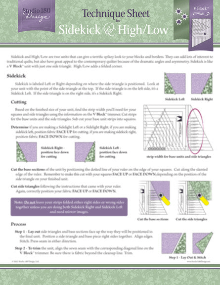 Sidekick & High/Low Technique Sheet - Nebraska Quilt Company - PUB08078