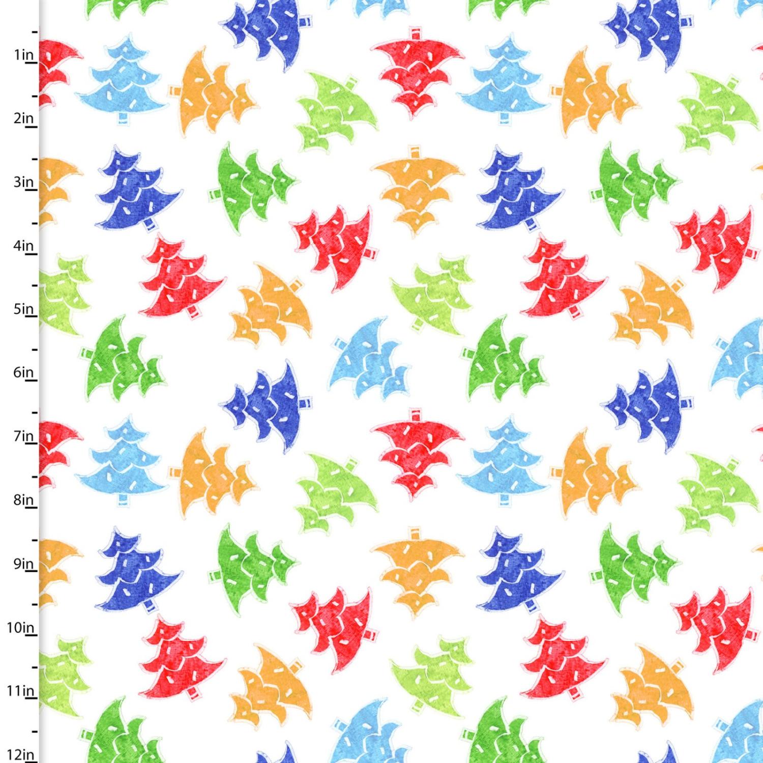 Snow Friends Trees Multi - 1 Yard Left - Verified! - Nebraska Quilt Company - F83402