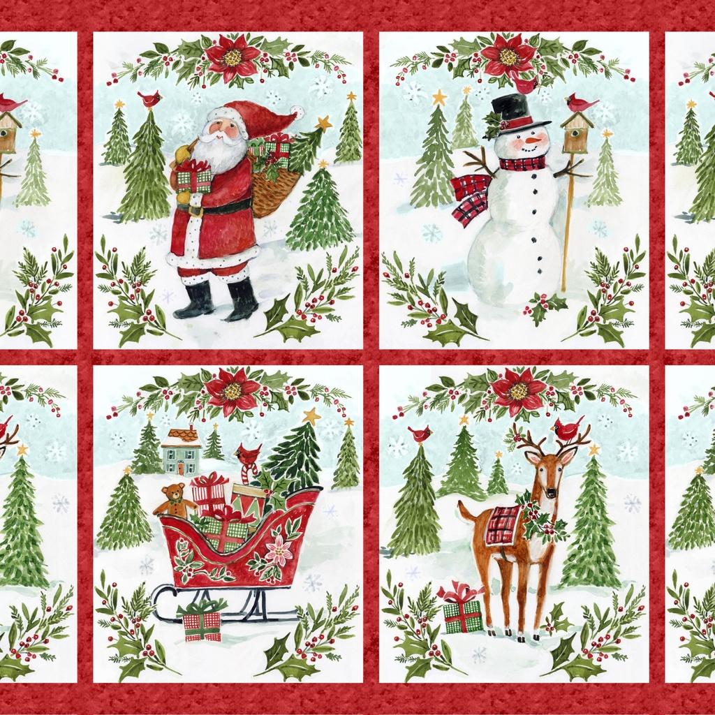 Snowy Greetings Banner Panel 35" x 42" - Nebraska Quilt Company - PAN260966