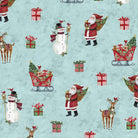Snowy Greetings Christmas Icons Blue - W105 - 033 - 536 - White Owl Textiles - Nebraska Quilt Company - F260997