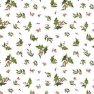 Snowy Greetings Holly Toss White - W105 - 036 - 036 - White Owl Textiles - Nebraska Quilt Company - F261002