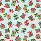 Snowy Greetings Present Toss Blue - W105 - 035 - 563 - White Owl Textiles - Nebraska Quilt Company - F261006
