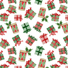 Snowy Greetings Present Toss White - W105 - 035 - 063 - White Owl Textiles - Nebraska Quilt Company - F261004