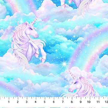 Sparkle Magic Unicorn Cloud Blue Multi - G27636 - 43 - Northcott Fabrics - Nebraska Quilt Company - F260068