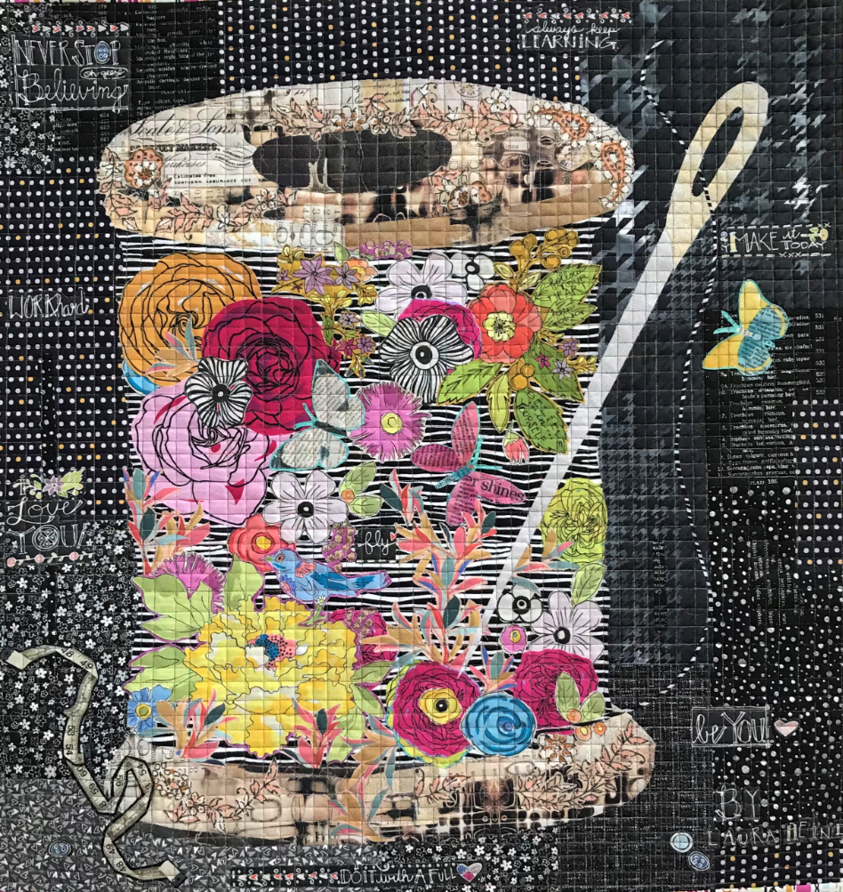 Spool of Flowers (Thread) Collage Quilt Pattern by Laura Heine - Nebraska Quilt Company - PUBSFCQP