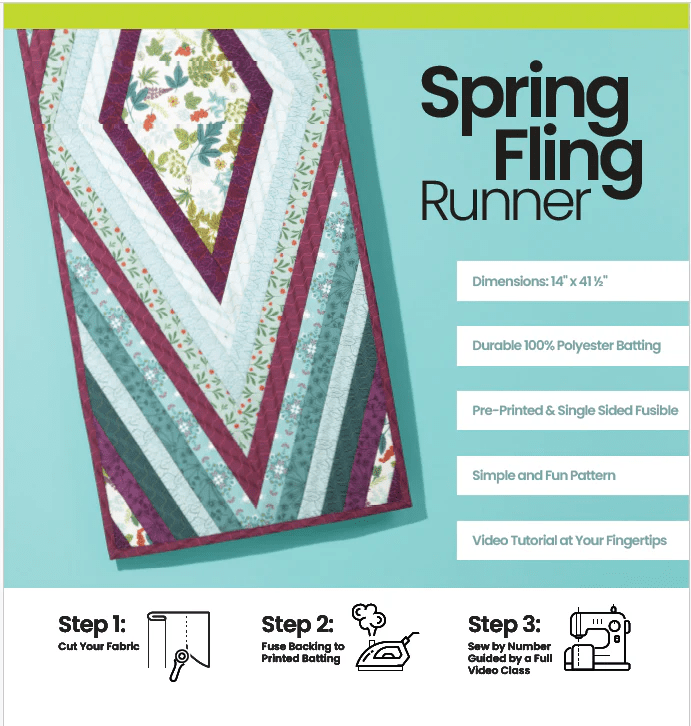 Spring Fling Runner - Quilt As You Go Batting Kit Pattern - Nebraska Quilt Company - PUB261433