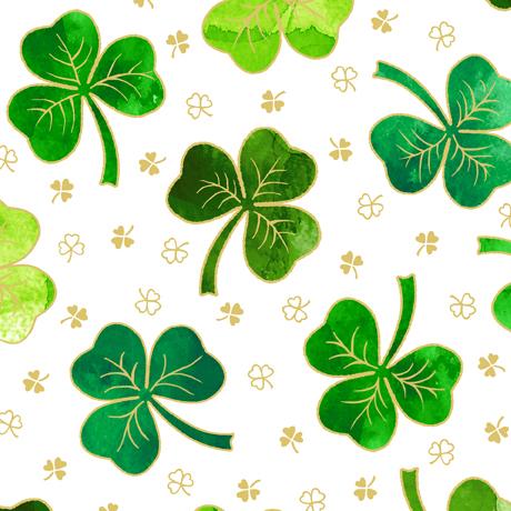 St. Paddy's Cheer Clovers White - 30822 - Z - QT Fabrics - Nebraska Quilt Company - F2400847