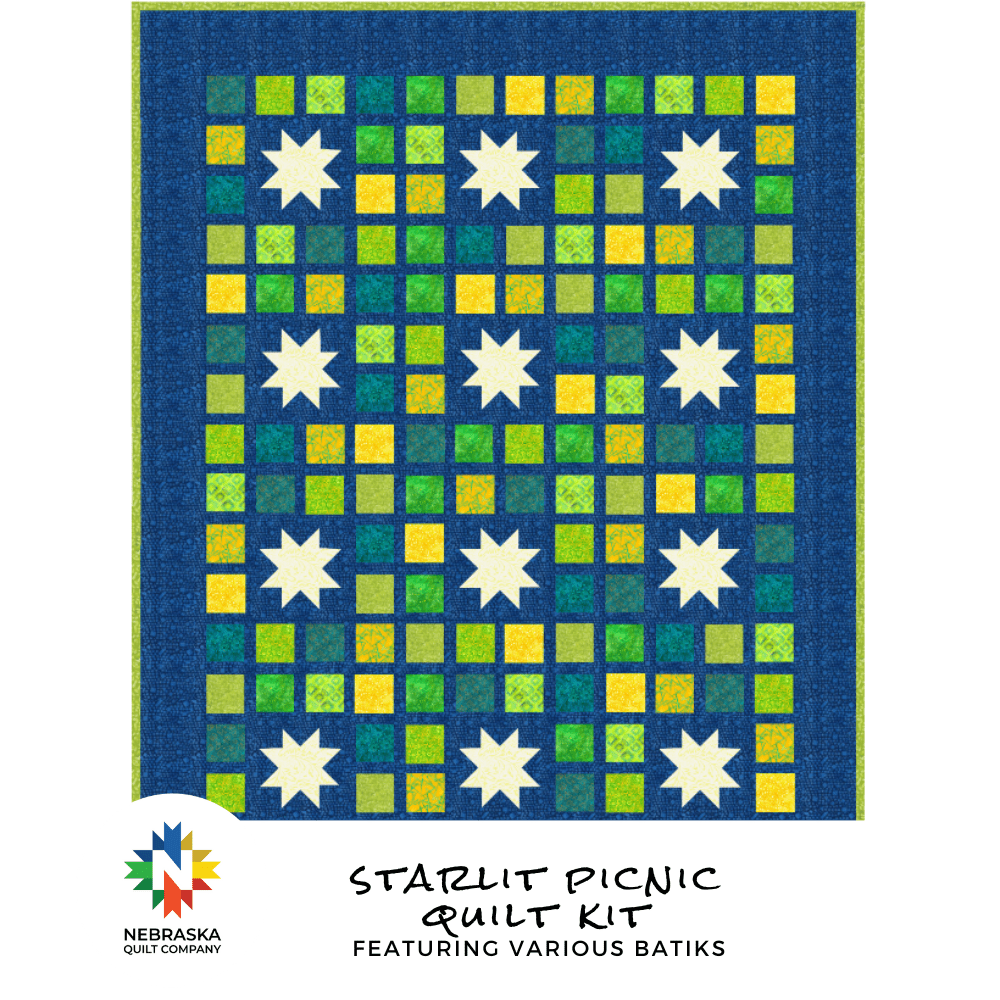 Starlit Picnic Quilt Kit featuring Various Batiks - Nebraska Quilt Company - Starlit Picnic Quilt Kit featuring Various Batiks