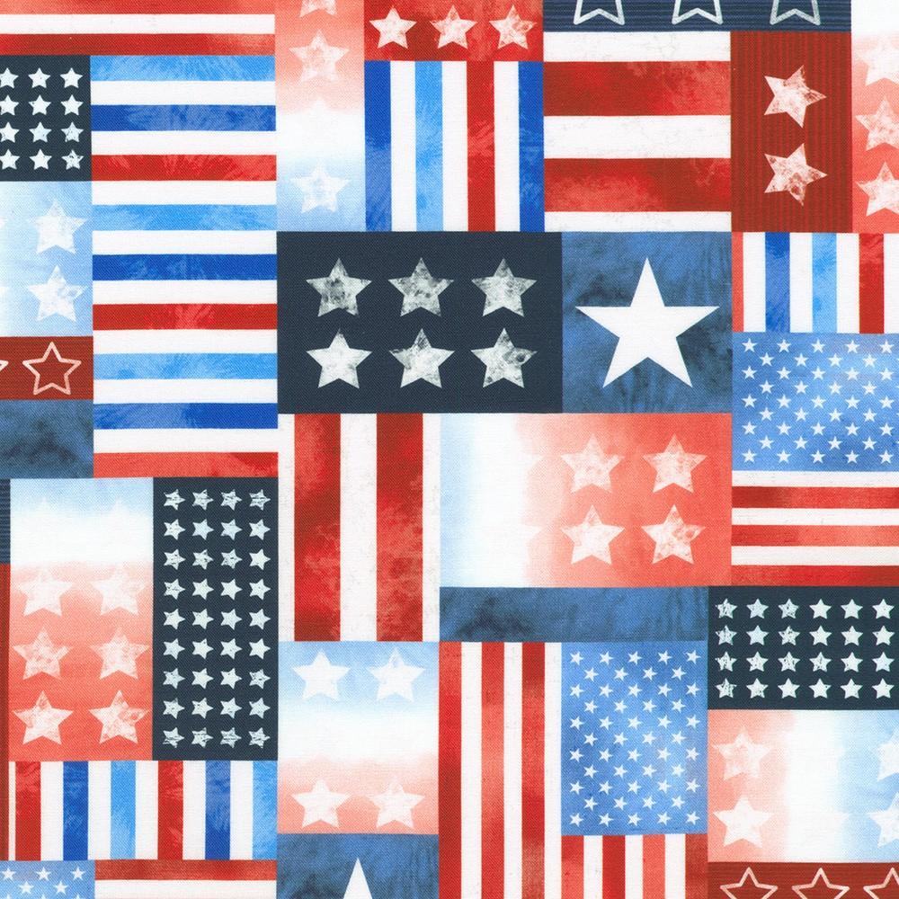 Stars and Stripes Patchwork Blue - SRKD - 23433 - 4 - Robert Kaufman - Nebraska Quilt Company - F260525