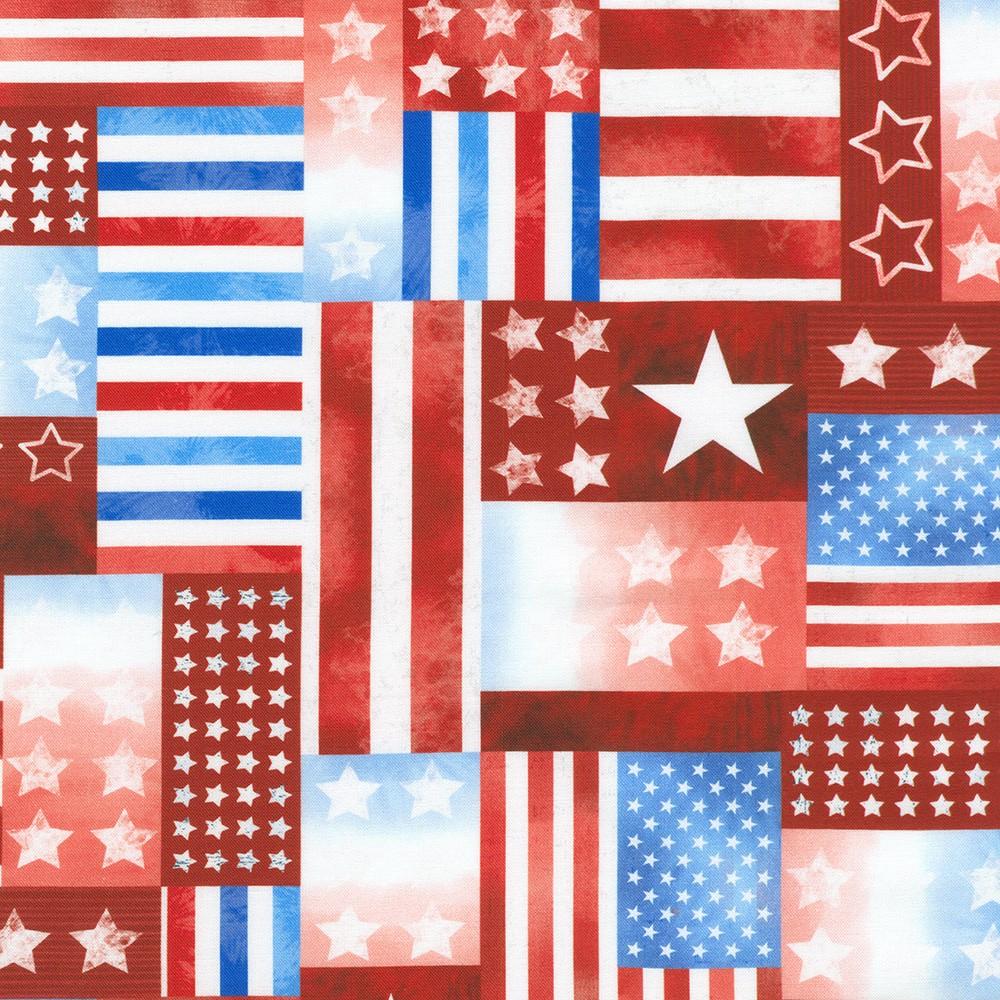 Stars and Stripes Patchwork Red - SRKD - 23433 - 3 - Robert Kaufman - Nebraska Quilt Company - F260524