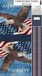 Stars & Stripes 13 Stonehenge Bald Eagle Canvas Bag Panel 24" x 43" - Nebraska Quilt Company - PAN2402318