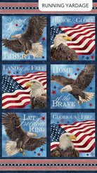 Stars & Stripes 13 Stonehenge Bald Eagle Squares Multi Panel 24" X 40" - Nebraska Quilt Company - PAN2402319