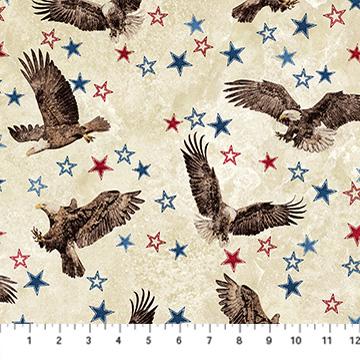 Stars & Stripes 14 Stonehenge Eagle Toss Beige Multi - 29045 - 12 - Northcott Fabrics - Nebraska Quilt Company - F260500