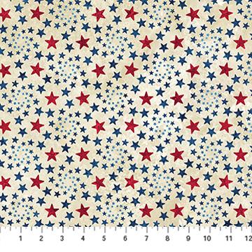 Stars & Stripes 14 Stonehenge Pinwheel Stars Beige Multi - 29048 - 12 - Northcott Fabrics - Nebraska Quilt Company - F260503