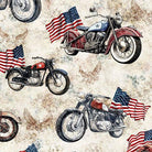 Stars Stripes & SteelMotorcycles and American Flags Birch Tan - 2600 - 31697 - E - QT Fabrics - Nebraska Quilt Company - F260855