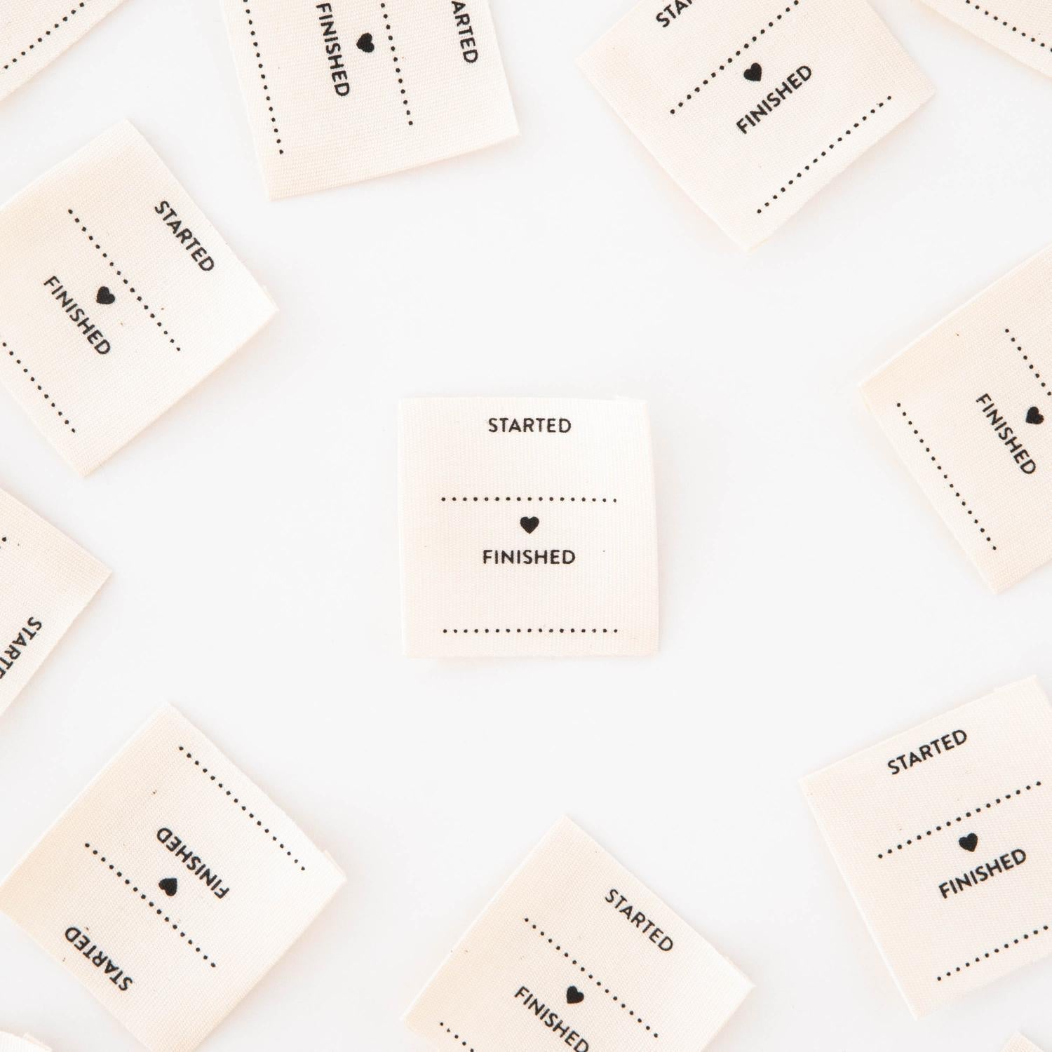 Started/Finished Organic Cotton Labels - Nebraska Quilt Company - N251581