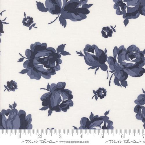 Summertime Rosie Florals Cream Navy - 55320 31 - Moda Fabrics - Nebraska Quilt Company - Summertime Rosie Florals Cream Navy - 55320 31 - Moda Fabrics