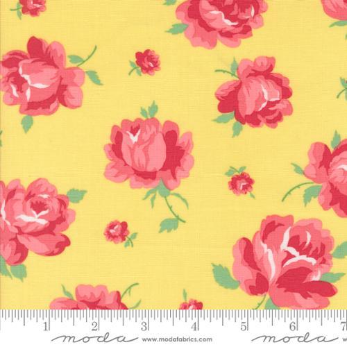 Summertime Rosie Florals Yellow - 55320 16 - Moda Fabrics - Nebraska Quilt Company - Summertime Rosie Florals Yellow - 55320 16 - Moda Fabrics