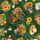 Sunflower Serenade Sunflowers & Bikes Green - 2600 - 31803 - G - QT Fabrics - Nebraska Quilt Company - F260875