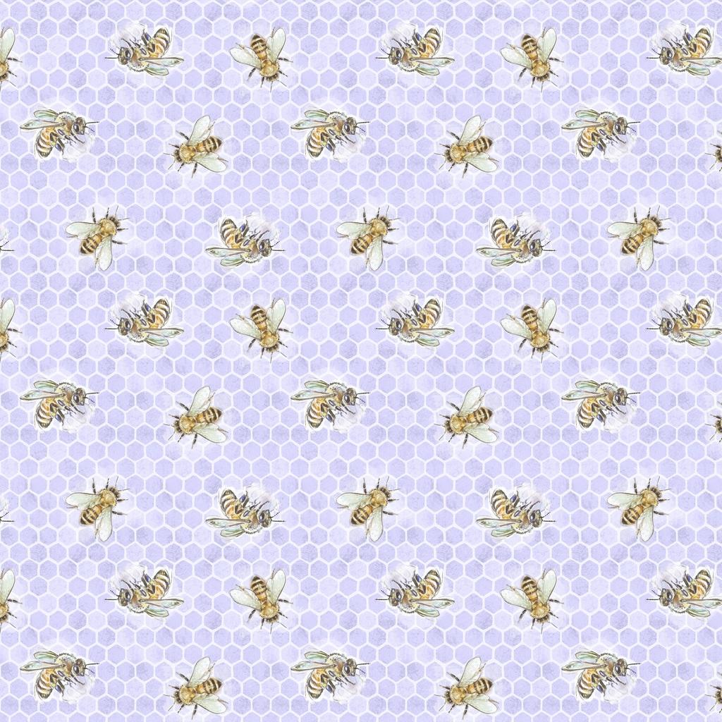 Sweet Honey Bee Bees Purple - W115 - 009 - 427 - White Owl - Nebraska Quilt Company - F260419
