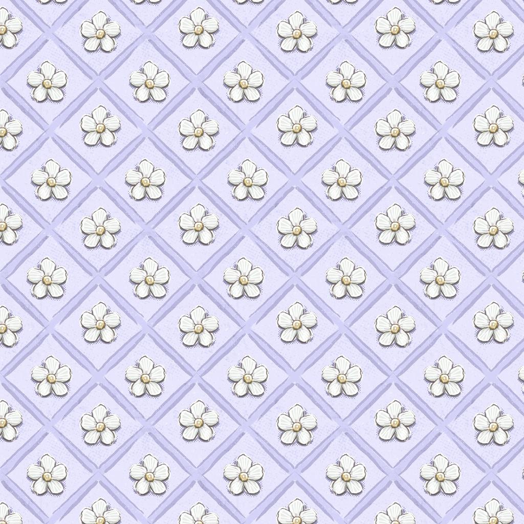 Sweet Honey Bee Floral Grid Purple - W115 - 011 - 440 - White Owl - Nebraska Quilt Company - F260421