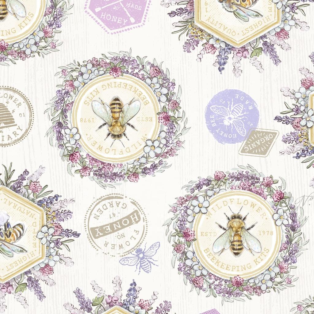 Sweet Honey Bee Medallions Multi - W115 - 003 - 024 - White Owl - Nebraska Quilt Company - F260414