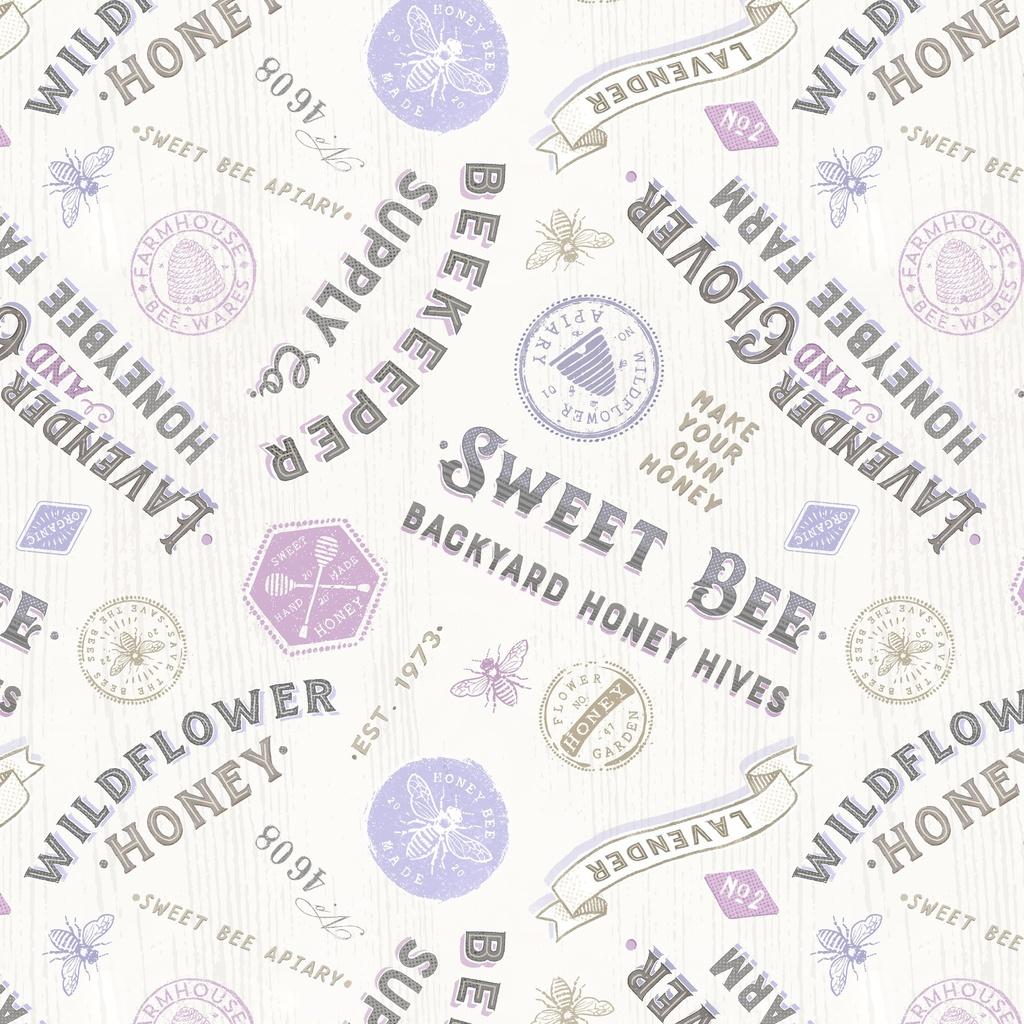 Sweet Honey Bee Titles & Labels Cream - W115 - 008 - 024 - White Owl - Nebraska Quilt Company - F260416