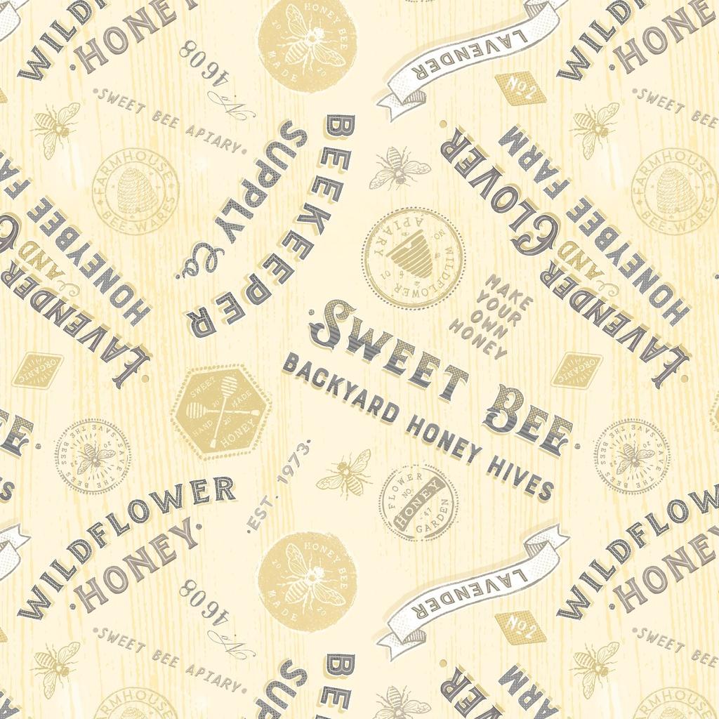 Sweet Honey Bee Titles & Labels Yellow - W115 - 008 - 272 - White Owl - Nebraska Quilt Company - F260417