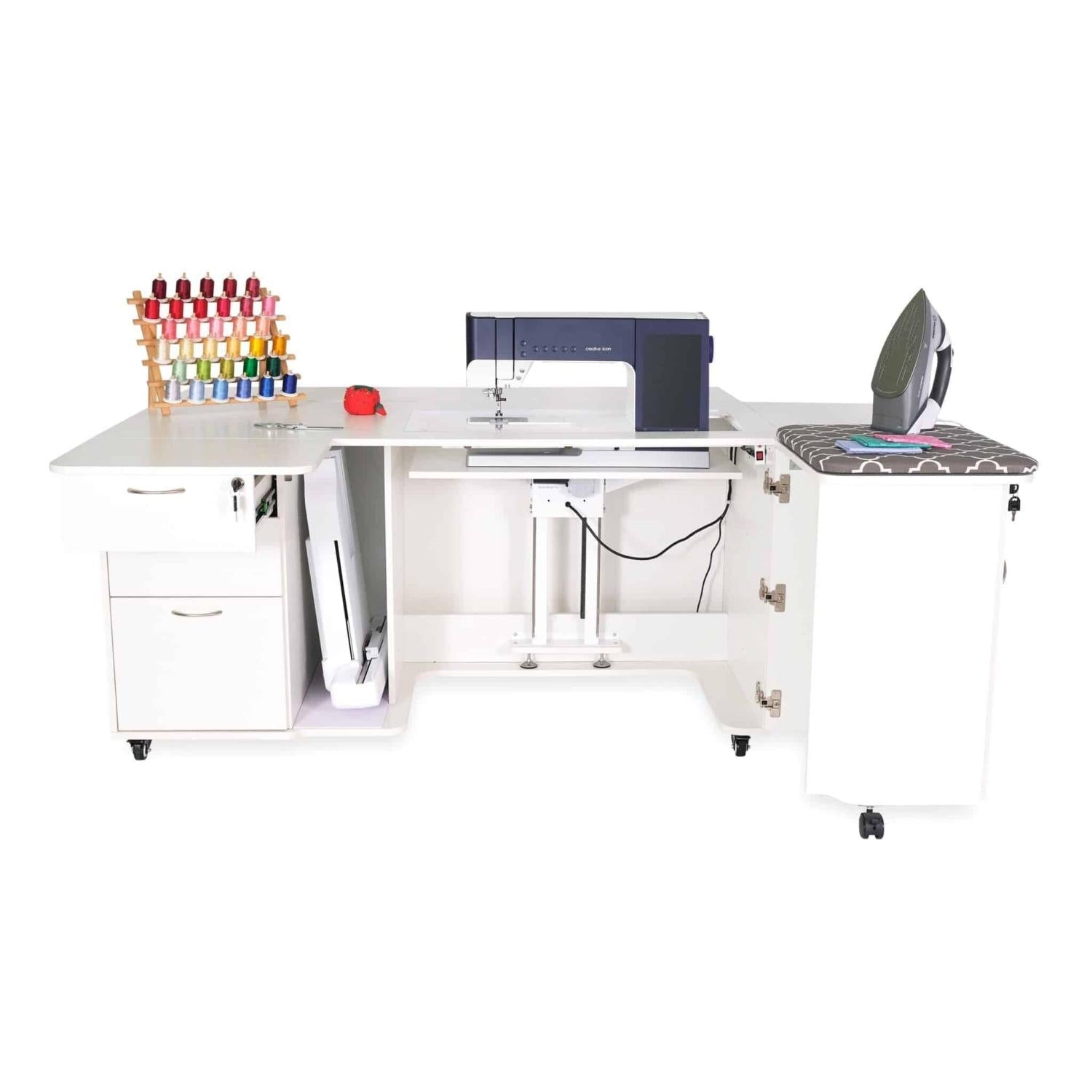 Sydney Electric Lift Sewing Cabinet Ash White - Nebraska Quilt Company - FCAK4711EL