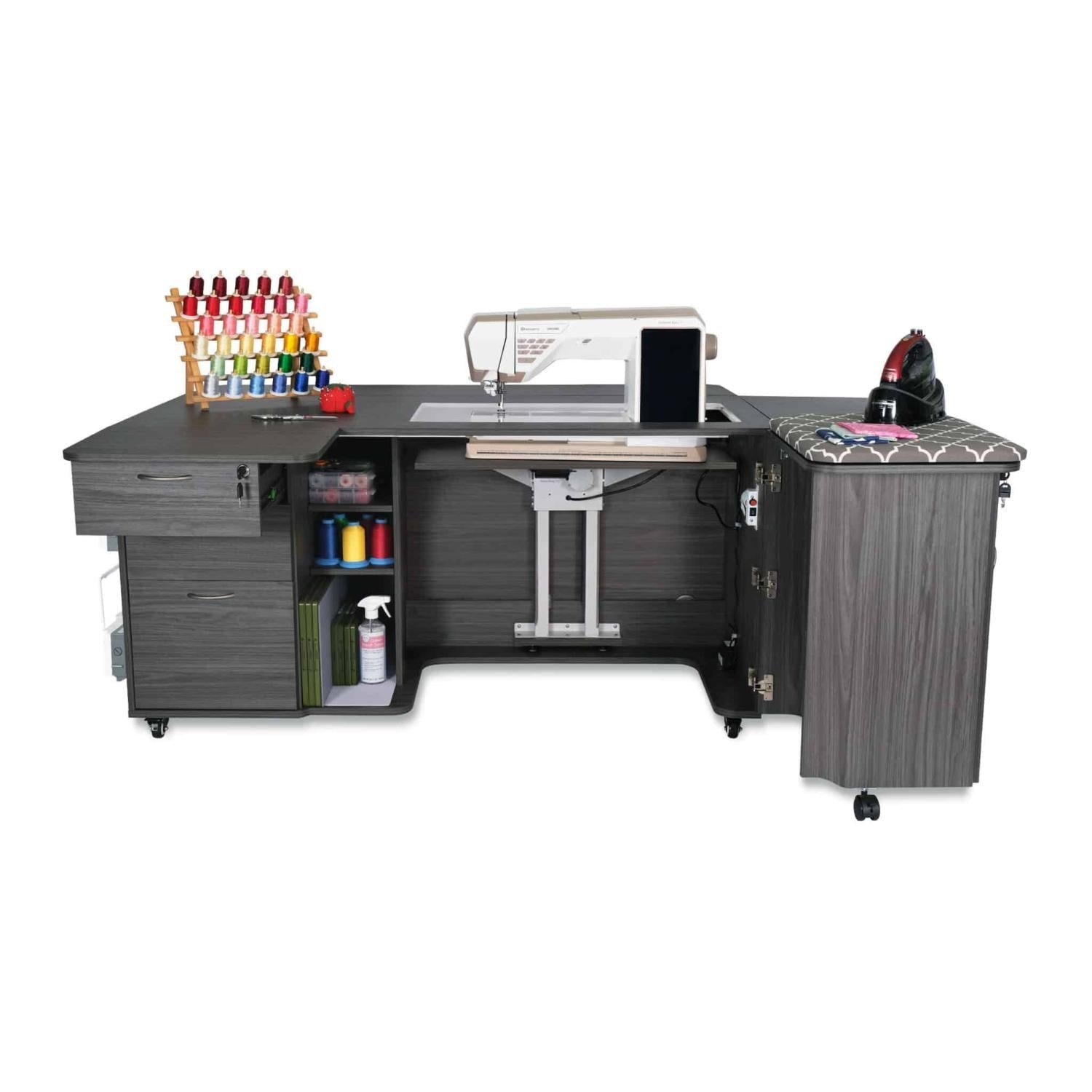 Sydney Electric Lift Sewing Cabinet Gray - Nebraska Quilt Company - SCK4707EL