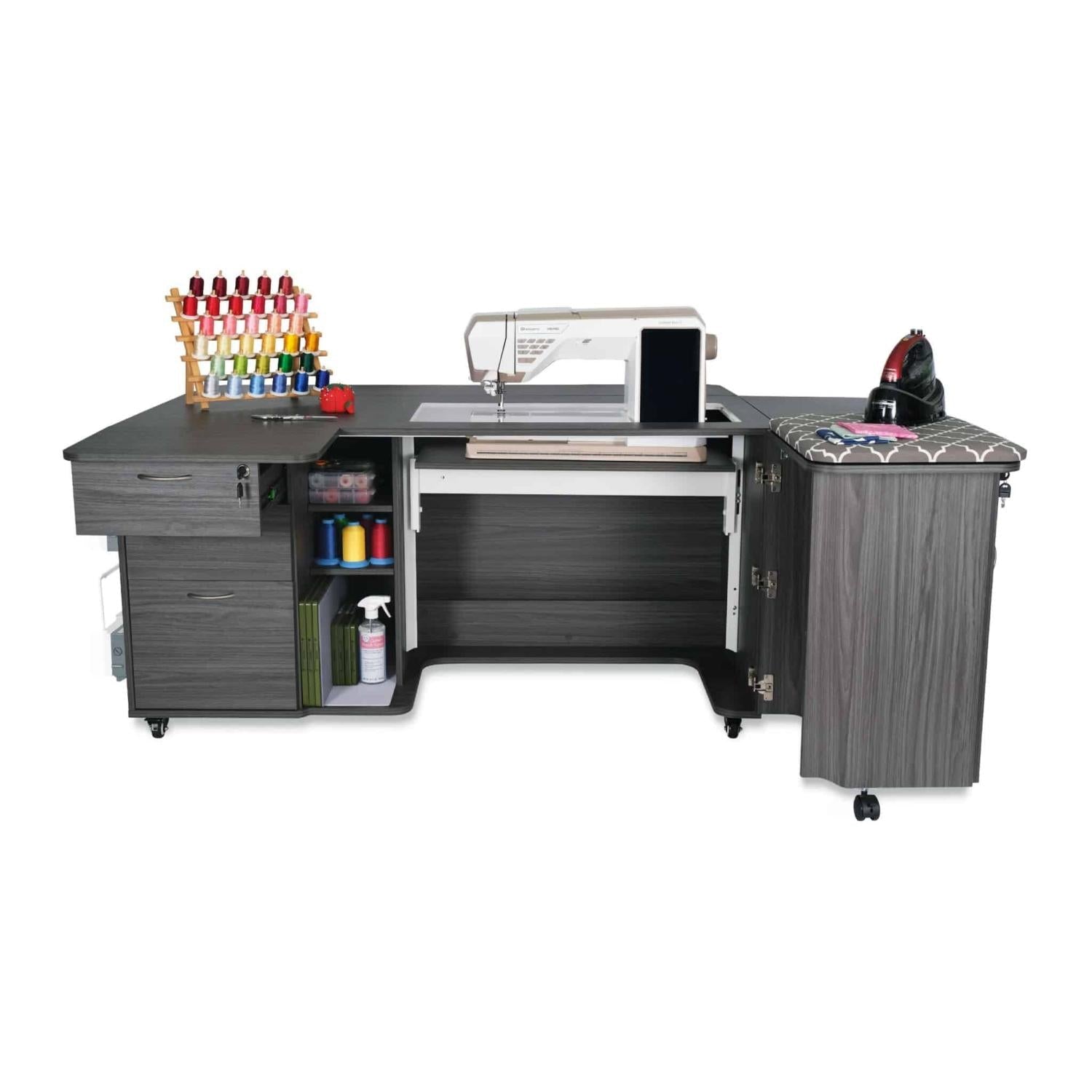 Sydney Hydraulic XL Sewing Cabinet Gray - Nebraska Quilt Company - SCK4707XL