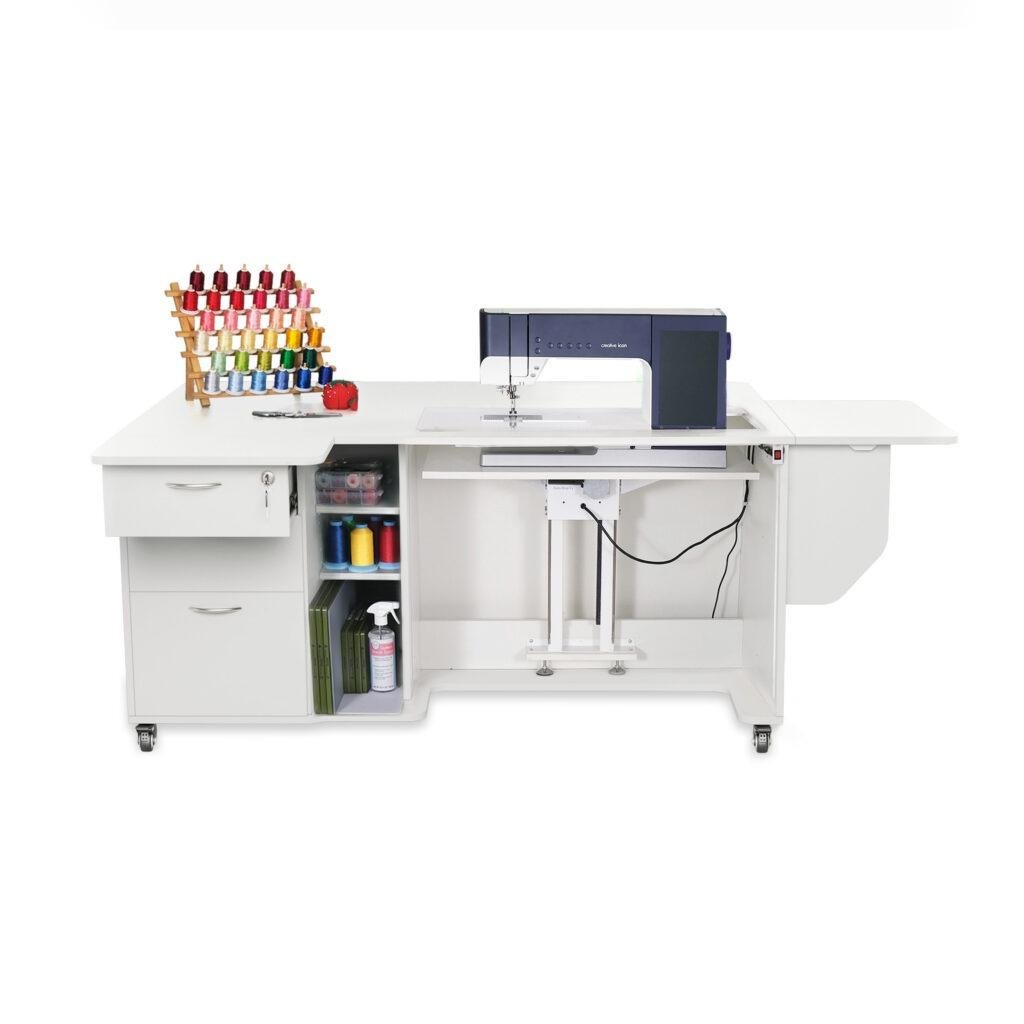Sydney Lite EL Sewing Cabinet Electric Lift Ash White - Nebraska Quilt Company - SCK4711NDELA