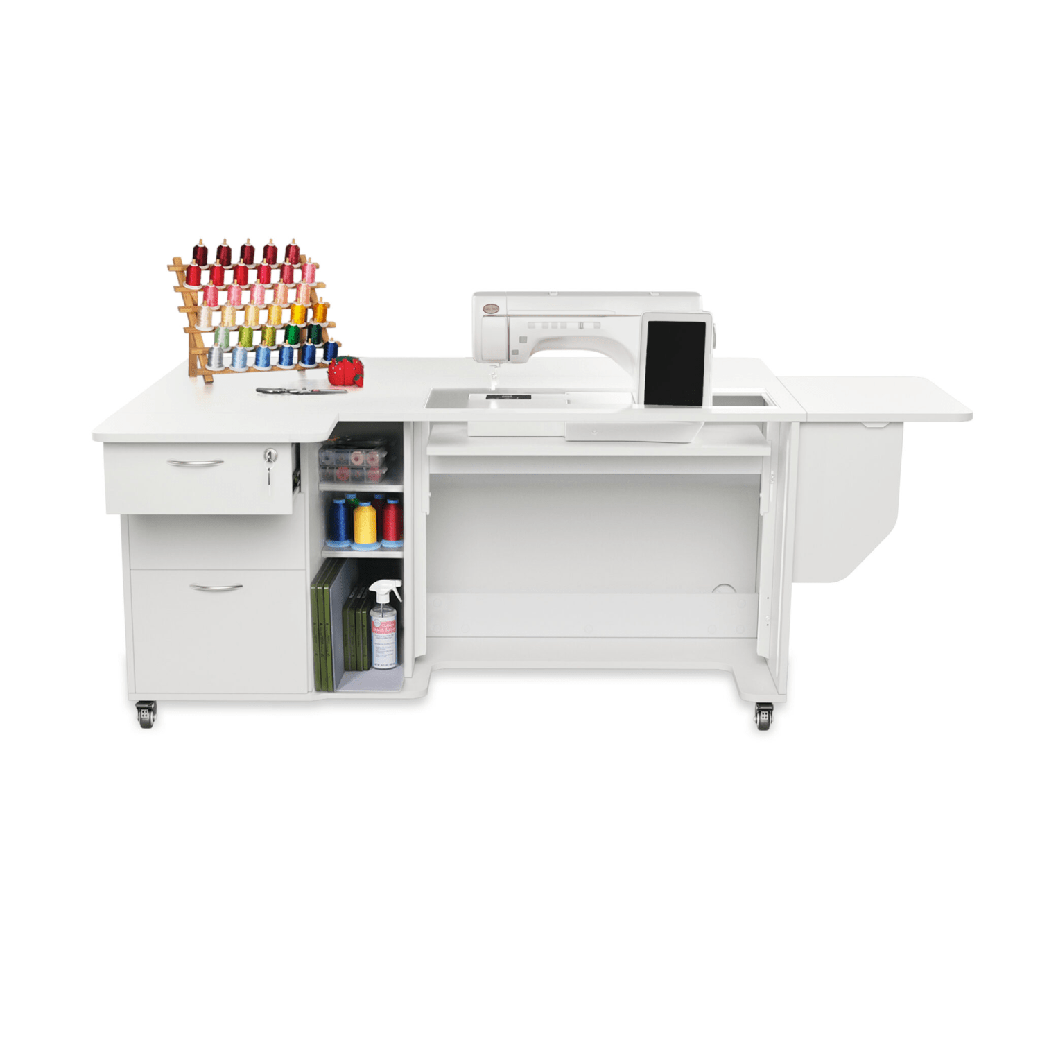 Sydney Lite XL Sewing Cabinet Hydraulic Lift Ash White - Nebraska Quilt Company - SCK4711NDXLA