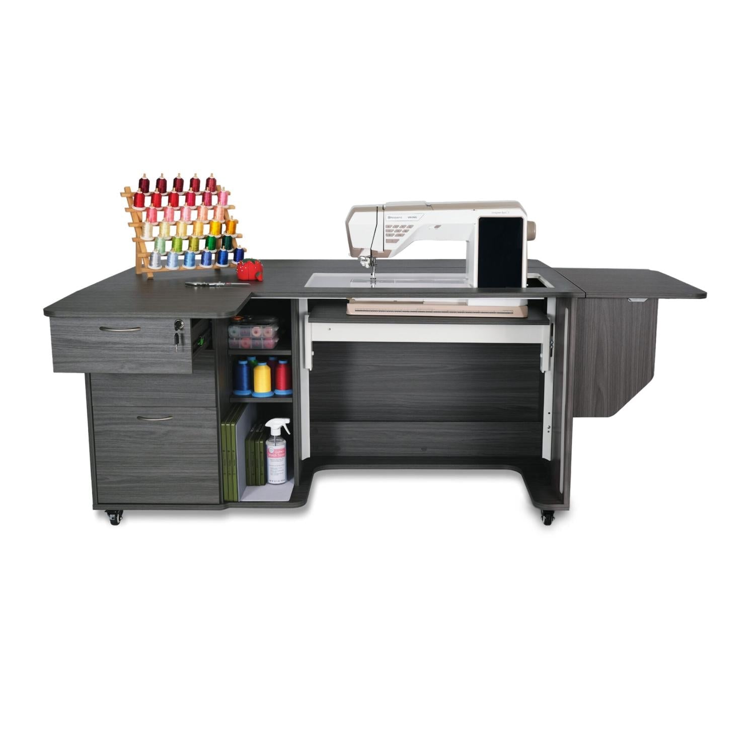 Sydney Lite XL Sewing Cabinet Hydraulic Lift Gray - Nebraska Quilt Company - SCK4707NDXLA