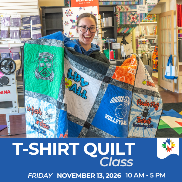 T-Shirt Quilt Class Friday, November 13th, 2026 - 10 AM to 5 PM - Nebraska Quilt Company - EVE261792