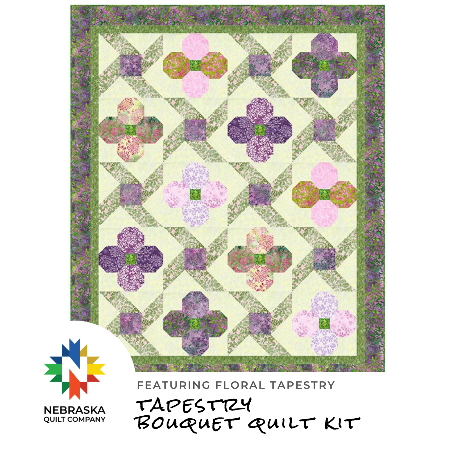 Tapestry Bouquet Quilt Kit Featuring Floral Tapestry - Nebraska Quilt Company - K261178