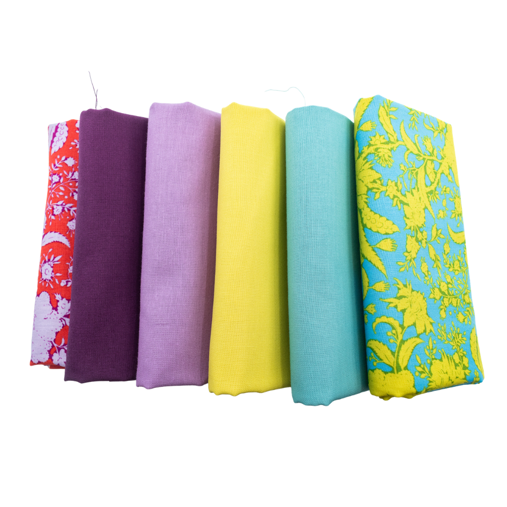 Tilda Bloomsville Half Yard Bundle Bundle Blues Purple and Gold 6 Pieces - Nebraska Quilt Company - Tilda Bloomsville Half Yard Bundle Bundle Blues Purple and Gold 6 Pieces
