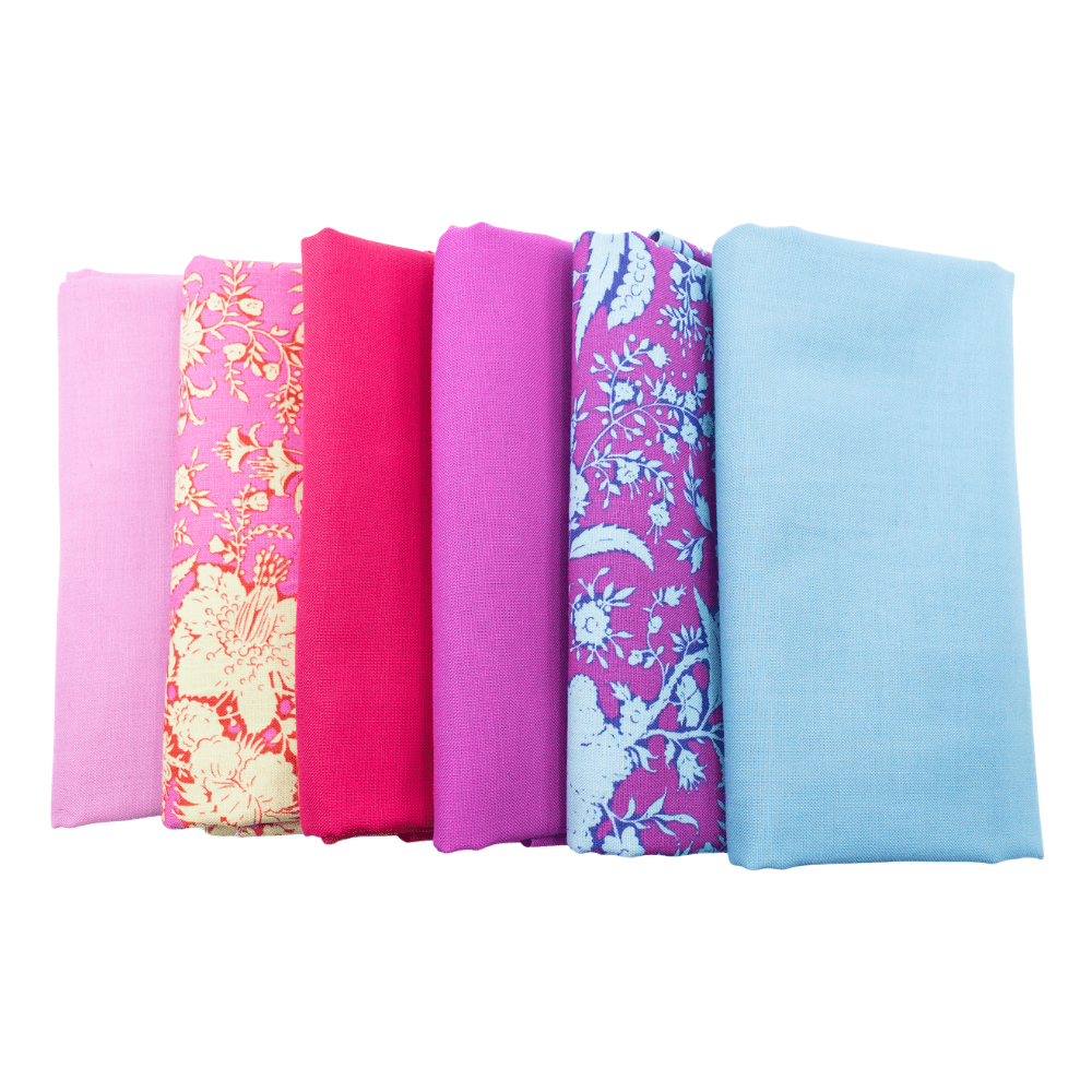 Tilda Bloomsville Half Yard Bundle Pink Blue and Purple 6 Pieces - Nebraska Quilt Company - PC260288