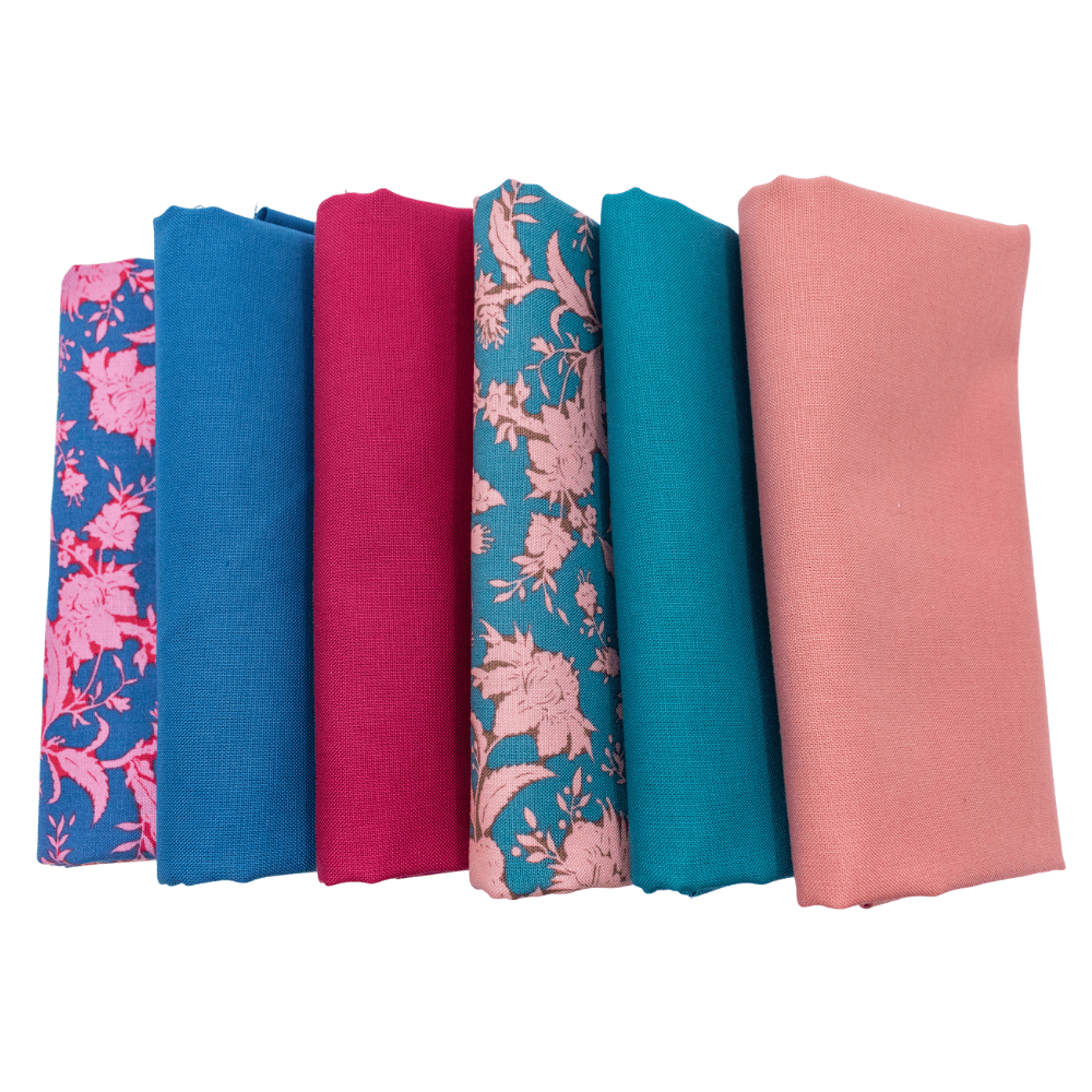Tilda Bloomsville Half Yard Bundle Pinks and Blue 6 Pieces - Nebraska Quilt Company - Tilda Bloomsville Half Yard Bundle Pinks and Blue 6 Pieces