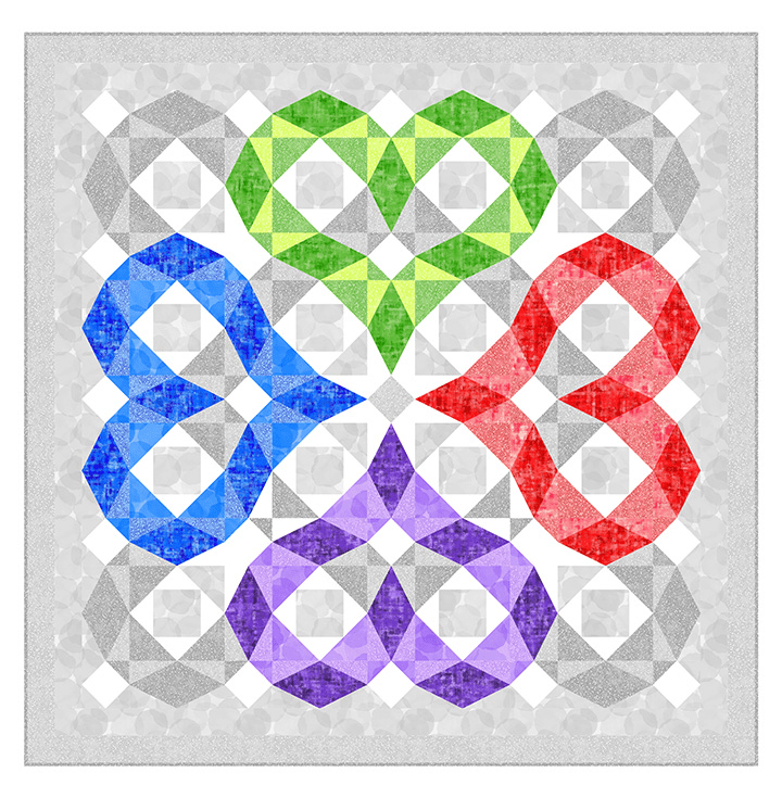 Tonal Trios Heartwaves Pattern - Nebraska Quilt Company - PUB07618