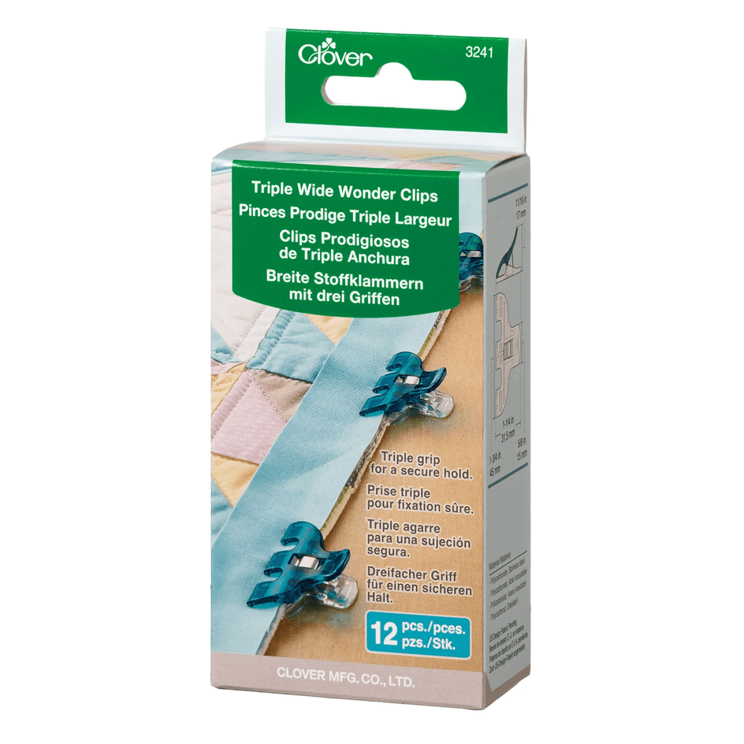 Triple Wide Wonder Clips 12 Pieces - Nebraska Quilt Company - N3241CV