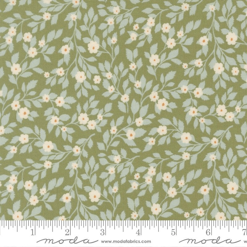 True Love Daydream Posies Fern Robins Egg Dark Green - 5261 25 - Moda Fabrics - Nebraska Quilt Company - F261438