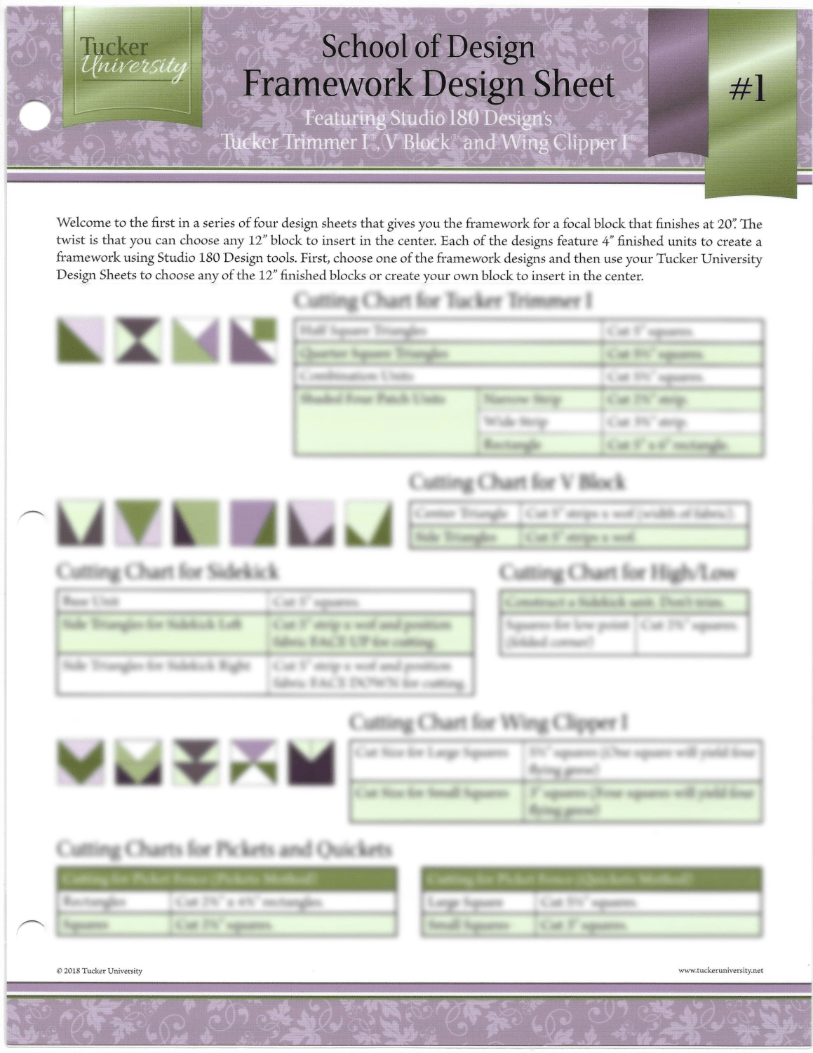 Tucker School of Design Frameworks & Pieced Borders Design Sheet Set - Nebraska Quilt Company - PUB261288