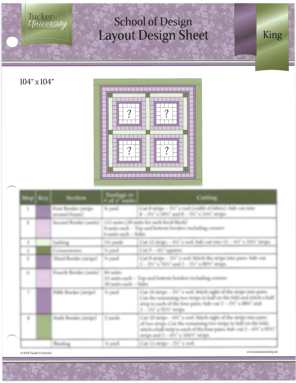 Tucker School of Design Layout Design Sheet King - Nebraska Quilt Company - PUB261452