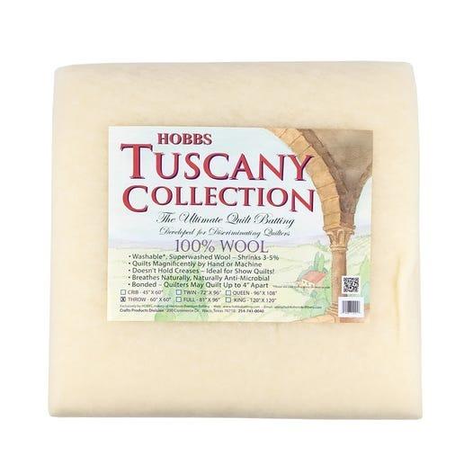 Tuscany 100% Wool Batting 60" x 60" Throw Cream - Nebraska Quilt Company - Tuscany 100% Wool Batting 60" x 60" Throw Cream