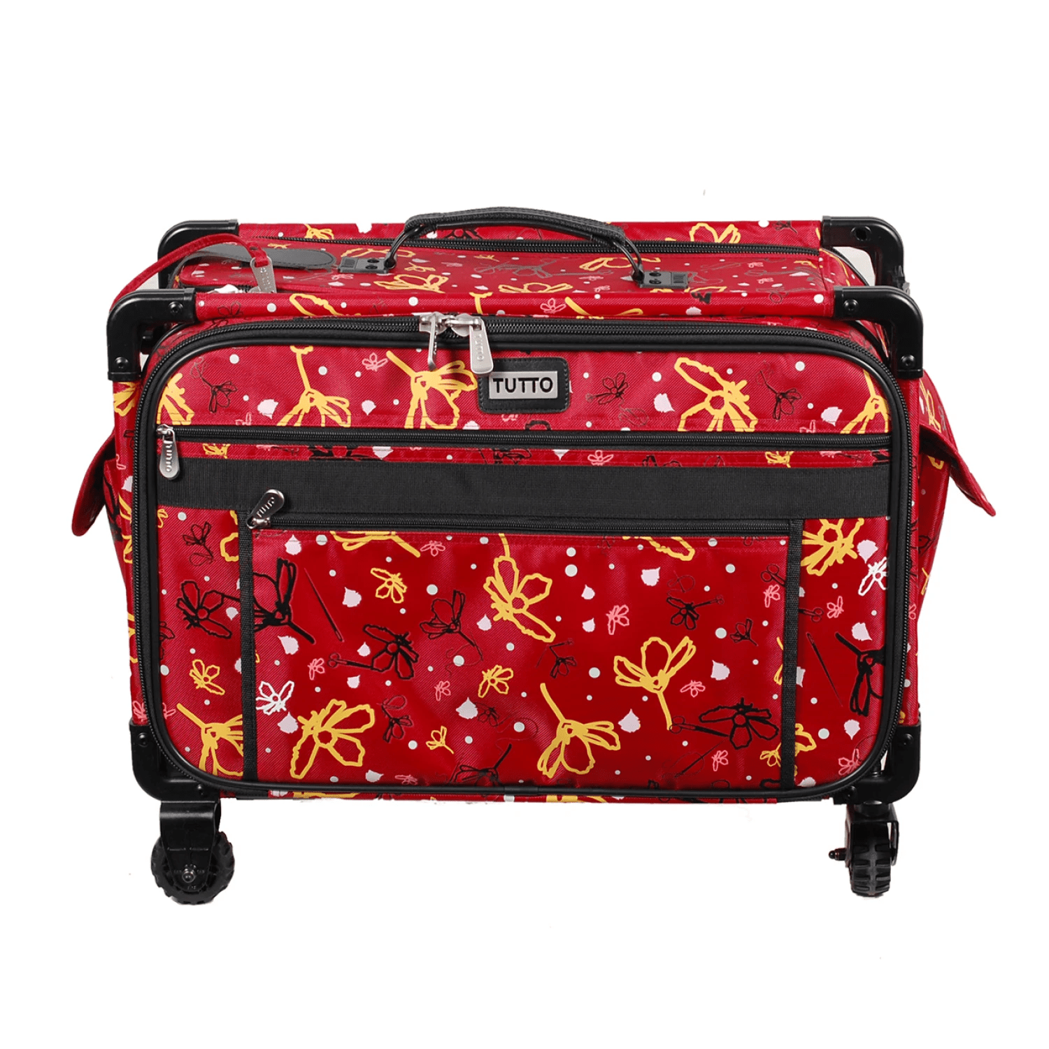Tutto Sewing Monster Machine Case On Wheels Extra Large Red Yellow Daisies - Nebraska Quilt Company - 9224CMA-DS