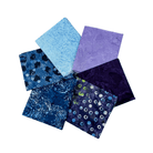 Various Batik Fat Quarter Bundle Gemtones Purple Blue Denim 6 Pieces - Nebraska Quilt Company - PC260751